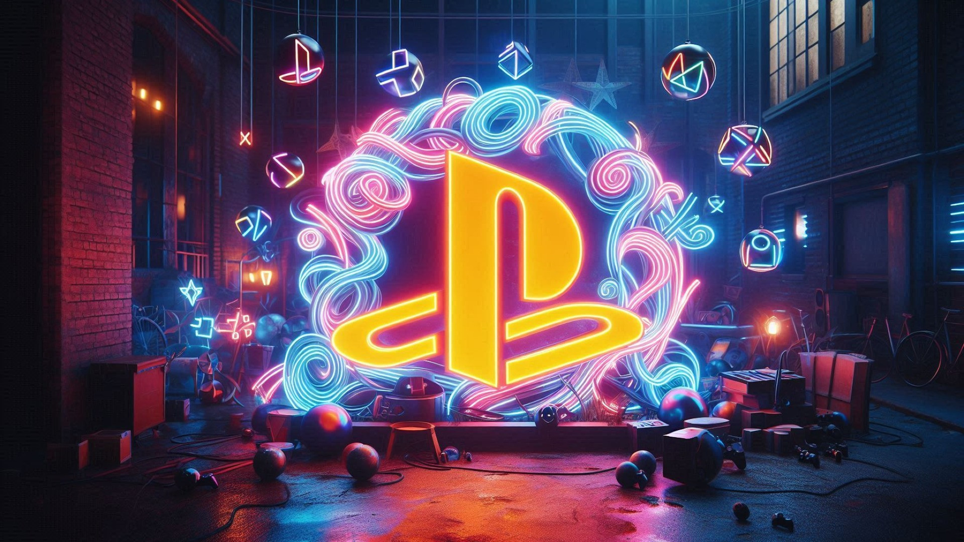 PlayStation Logo neon