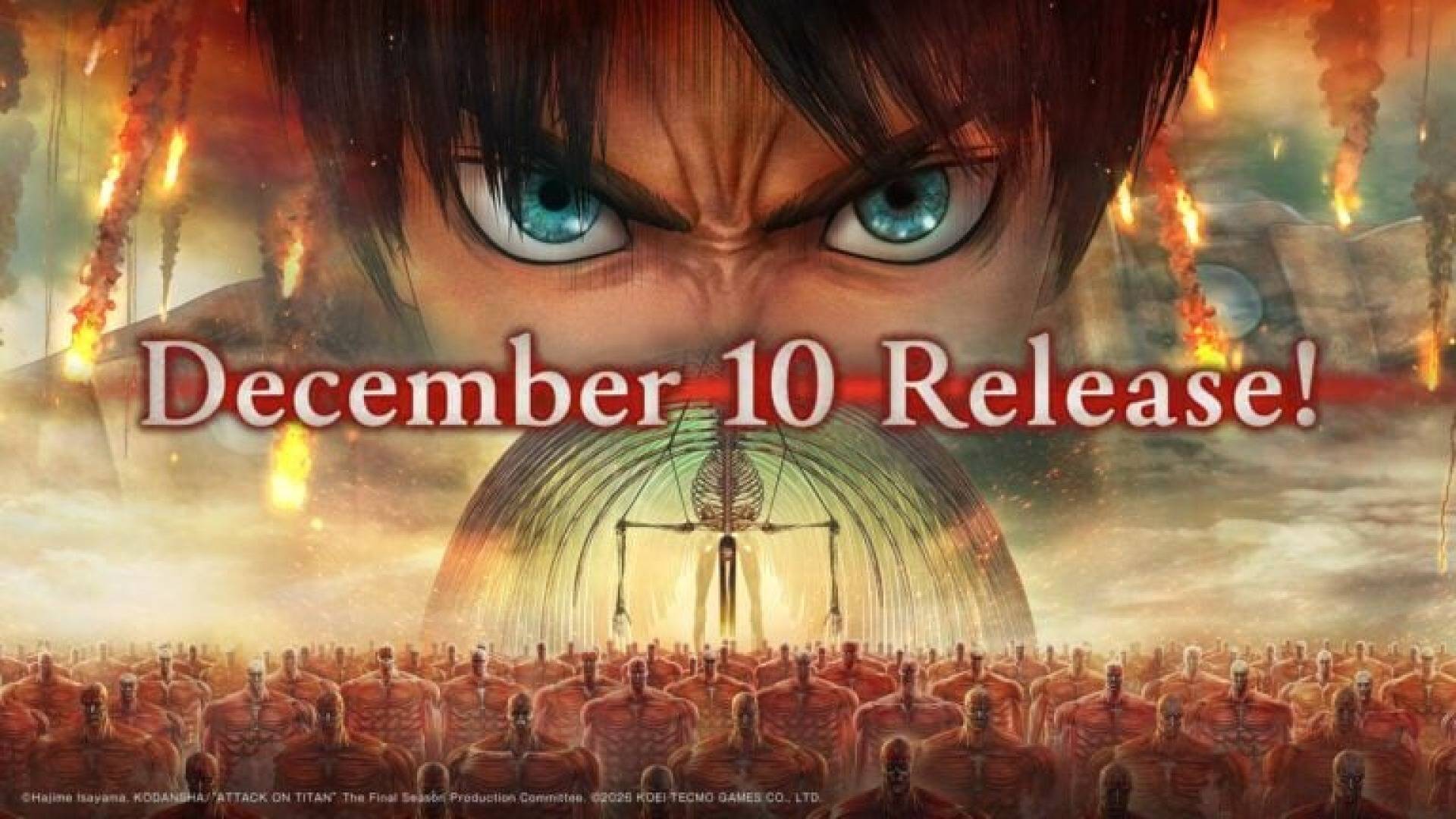 Attack on Titan 3 será lançado no dia 10 de dezembro