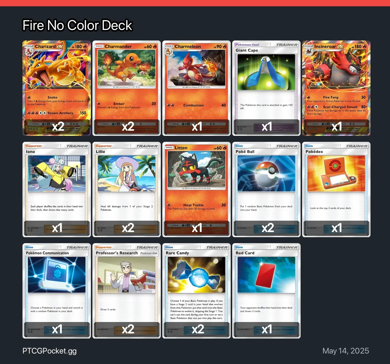Incineroar EX deck lista de cartas