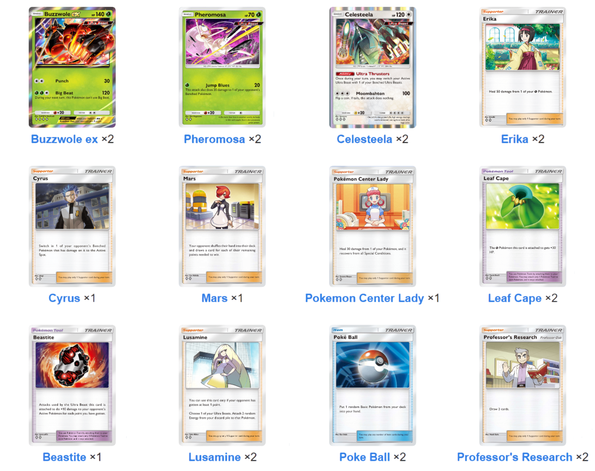 Buzzwhole Ex deck lista de cartas