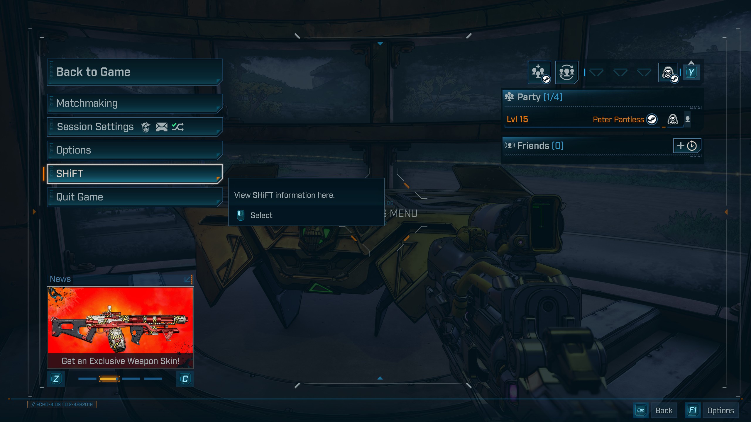 Borderlands shift code menu