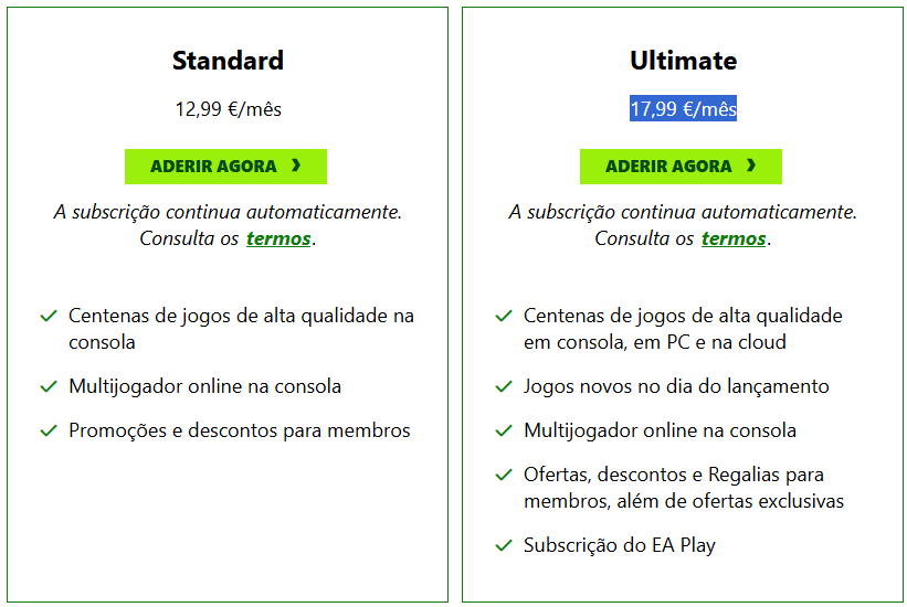 Game Pass preço 2025